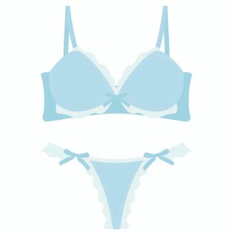 ブラ&ショーツ_パステルブルー 下着,上下,セット,婦人,ランジェリー,ブラジャー,ブラ,ショーツ,ソング,タンガのイラスト素材