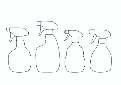 お掃除スプレー線画 スプレー,霧吹き,掃除,水やり,除菌,消臭,泡スプレー,泡,洗剤,カビ取りのイラスト素材