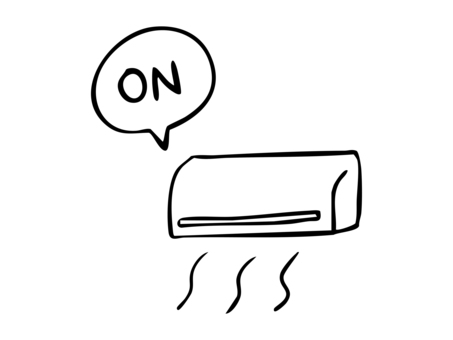 エアコンON エアコン,つける,入れる,稼働,オン,暑い,寒い,シンプル,かわいい,ゆるいのイラスト素材