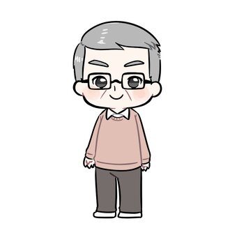 私服のおじさん おじさん,年配,私服,立ち絵,全身,メガネ,男性,人物,父親,叔父のイラスト素材