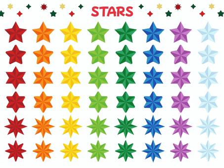 立体的な星セット/ビビッド 立体的な星セット/ビビッド カラフル,立体的,シンプル,アイコン,web素材,背景素材,ベクター,セット,ビビッド,きれいのイラスト素材