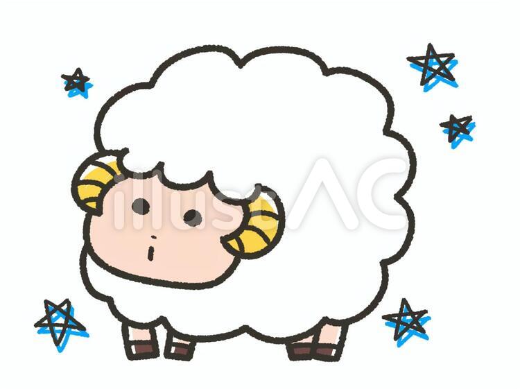 かわいい牡羊座と星 牡羊座,おひつじ座,かわいいのイラスト素材