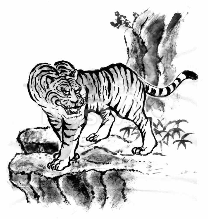 水墨画 虎イラスト 無料イラストなら イラストac