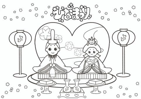 雛祭著色書, 染色, 线描, 女儿节, JPG