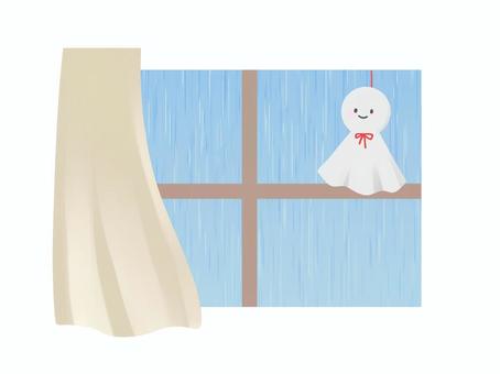 Teru Teru Bozu_Window_Rain_Curtain, JPG, PNG and AI Teru Teru Bozu_Window_Rain_Curtain, teru teru boss, rainy season, rain, JPG, PNG and AI