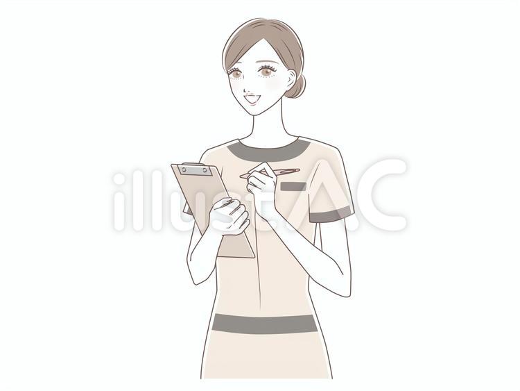 メモを取っているエステティシャン エステティシャン,女性,メモのイラスト素材