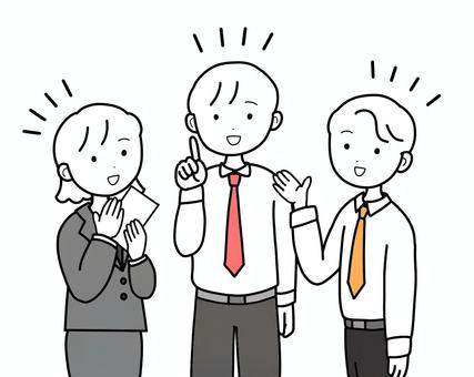 シンプル談笑する同僚（c） シンプル,談笑,同僚,人,女,男,スーツ,ビジネスマン,キャリアウーマン,会議のイラスト素材