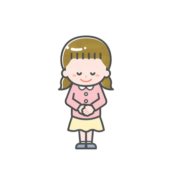 ミニ_単体_私服の女児08 女児,こども,幼児,園児,幼稚園,保育園,小学生,私服,プライベート,全身のイラスト素材