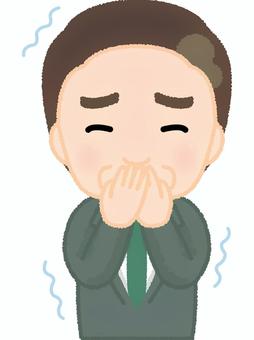 中年男性笑いをこらえる 男性,こらえる,我慢,震える,中年,おじさん,スーツのイラスト素材