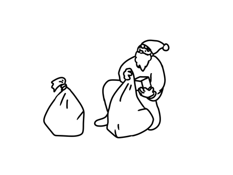 準備をするサンタクロース サンタクロース,プレゼント,準備,クリスマス,冬,線画のイラスト素材