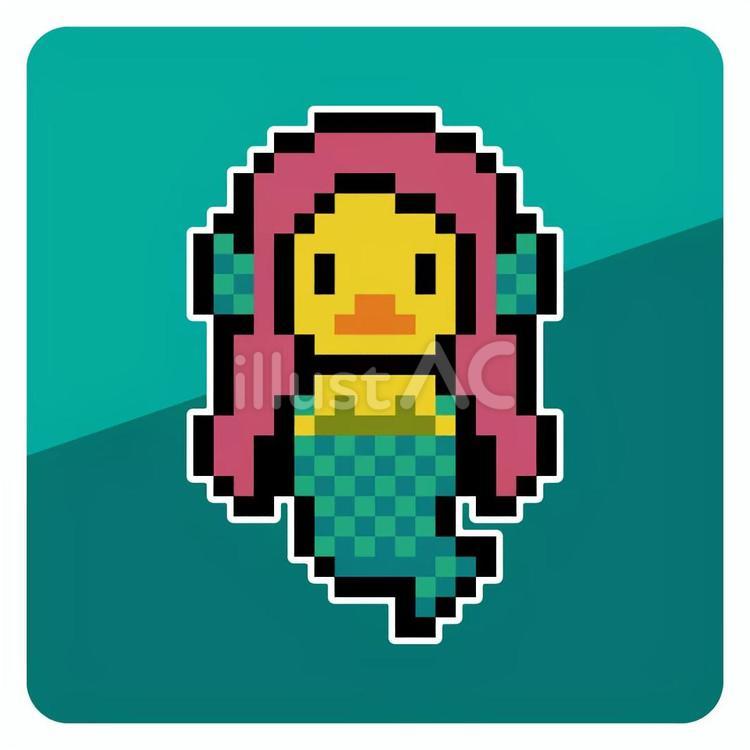 アマビエのピクセルアート アマビエ,妖怪,人魚のイラスト素材