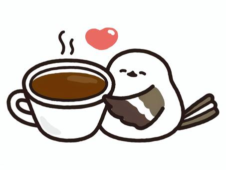 ホットドリンク大好きシマエナガ シマエナガ,エナガ,鳥,野鳥,動物,ドリンク,飲み物,ホットドリンク,コーヒー,ココアのイラスト素材