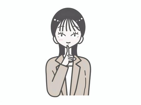 オフィス女性｜内緒 女性,上半身,シンプル,ベクター,かわいい,おしゃれ,ビジネス,オフィス,内緒,秘密のイラスト素材
