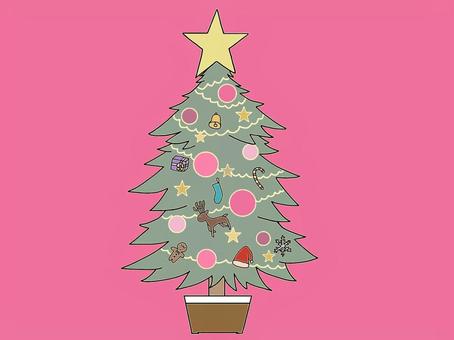クリスマスツリー クリスマス,クリスマスツリー,オーナメント,飾り,トップスター,星,オーナメントボール,プレゼント,ベル,靴下のイラスト素材