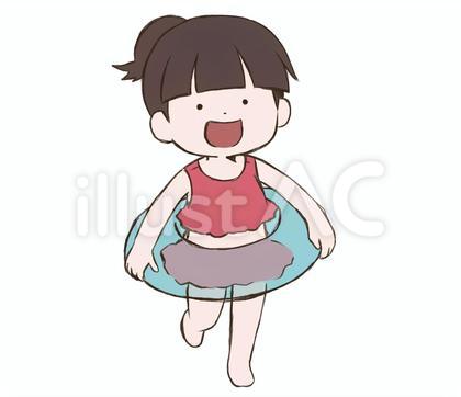 浮き輪をつけた女の子