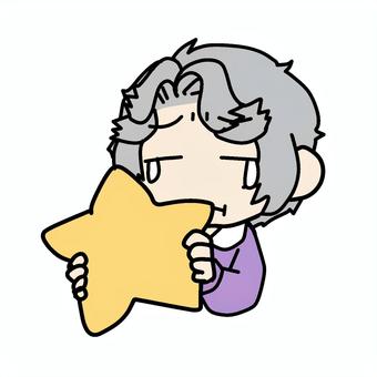 泣いて星を持つおばあさん おばあさん,星,持つ,泣く,涙,悲しい,不安,しくしく,お気に入り,クッションのイラスト素材