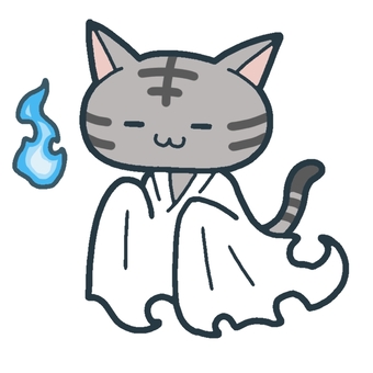 鯖猫幽霊 鯖猫,猫,動物,幽霊,霊のイラスト素材