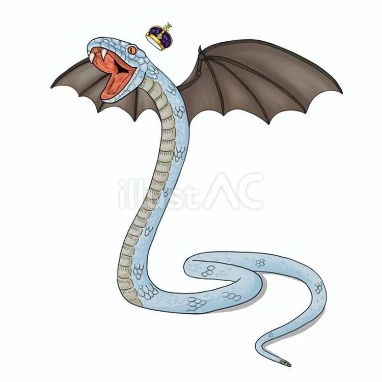 ヘビの王様 ヘビ,王冠,羽根のイラスト素材