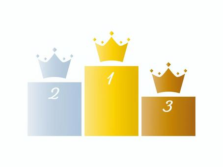 王冠と表彰台の金銀銅のシンプルなイラスト 王冠,表彰台,順位,ランキング,アイコン,金,銀,銅,受賞,スポーツのイラスト素材