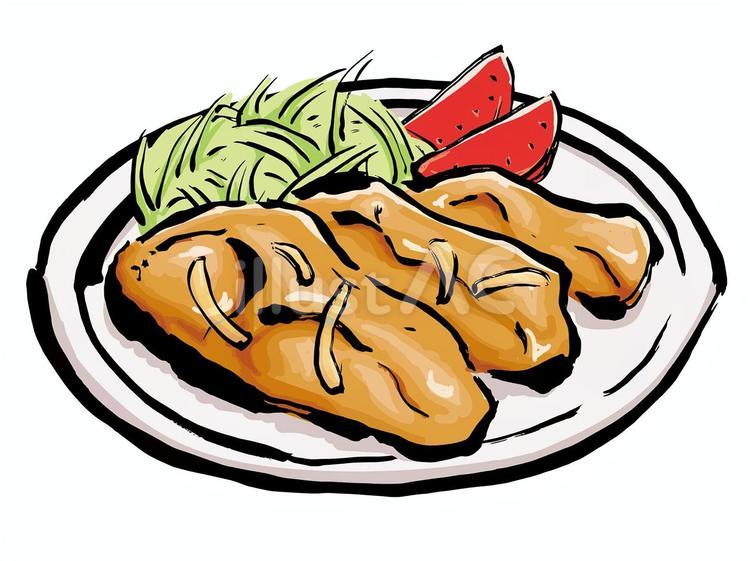 生姜焼き しょうが焼き,豚肉,食べ物のイラスト素材