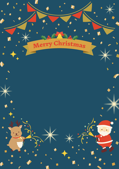 クリスマスを祝うサンタ達の縦背景_紺 クリスマス,サンタクロース,背景,フレーム,縦,冬,トナカイ,メリークリスマス,ツリー,12月のイラスト素材