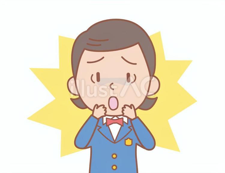 ショックを受ける私立小学校の女子の上半身 ショック,驚く,小学生のイラスト素材