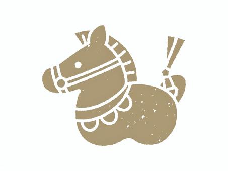 馬の干支飾り　午年　年賀素材 版画風 馬,午年,年賀状,年賀素材,版画,スタンプ,置物,飾り,干支,十二支のイラスト素材