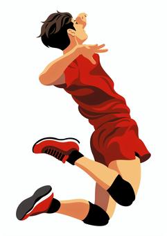 バレーボール選手20 バレーボール,アタック,スパイク,アタッカー,スパイカー,試合,スポーツ,球技,アスリート,男子選手のイラスト素材