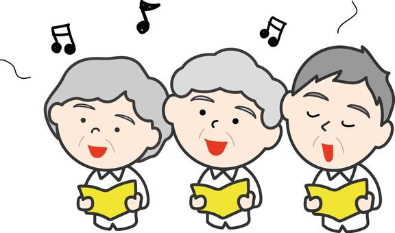 合唱する高齢者 合唱,歌声,高齢者,シニア,趣味,健康,歌う,元気,認知症予防,音楽のイラスト素材