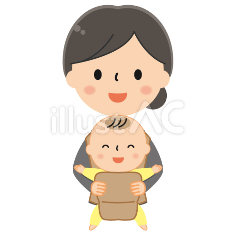赤ちゃんを抱っこするお母さん/子連れ出勤 赤ちゃん,抱っこ,お母さんのイラスト素材