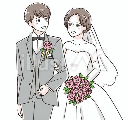 結婚式の新郎新婦入場(上半身)