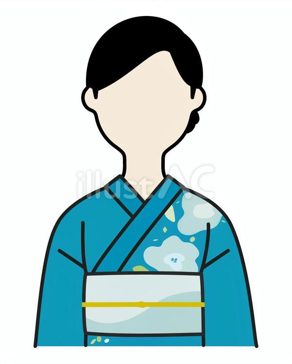 アイコン(浴衣姿の女性11) 人物,女性,単体のイラスト素材
