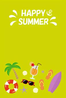 夏のポストカード、暑中見舞い03 夏,背景,海,マリン,マリングッズ,ビーチ,暑中見舞い,暑中お見舞い,暑中見舞いはがき,はがきのイラスト素材