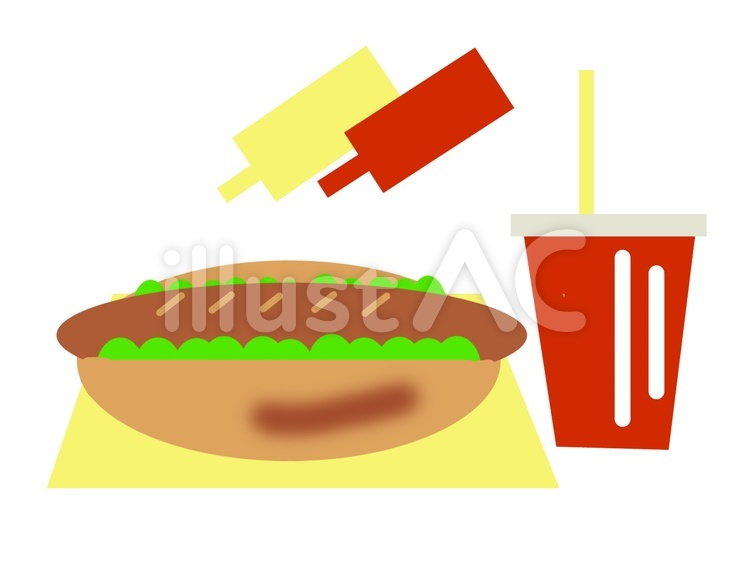 ホットドッグと飲み物イラスト No 無料イラストなら イラストac