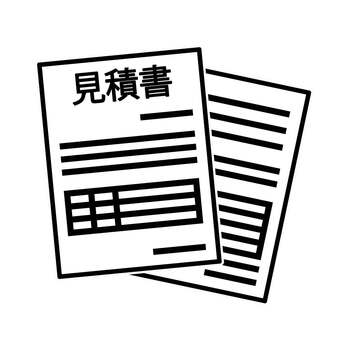 見積書アイコン（２枚） 見積書,書類,金額,仕事,複数,２枚,ビジネス,明細,ワンポイント,ポップのイラスト素材