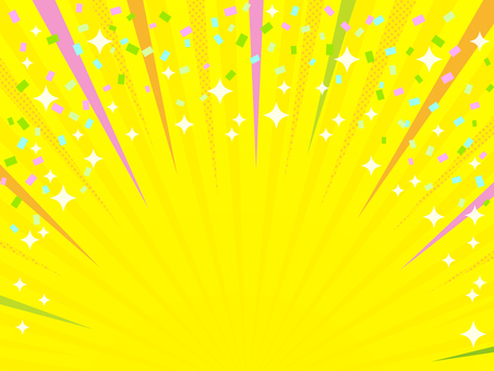 集中線と紙吹雪の背景、黄色 正月,お正月,初売り,集中線,背景,フレーム,キラキラ,紙吹雪,チラシ,バナーのイラスト素材