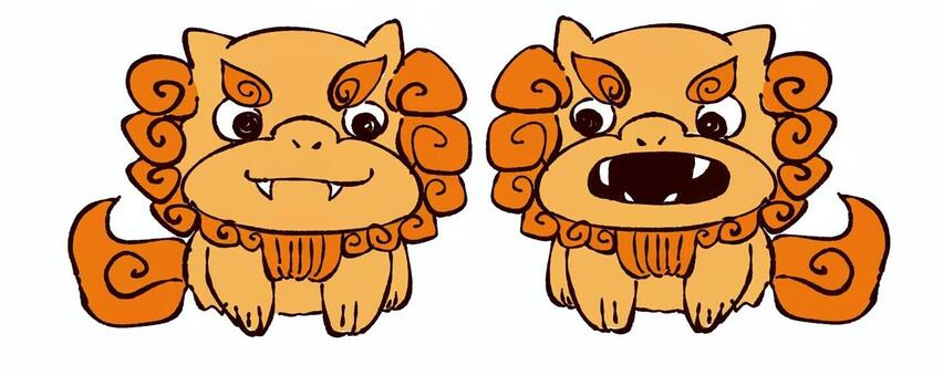 シーサー02 シーサー,沖縄,琉球,郷土,狛犬,うちなー,焼き物,お土産,犬,2匹のイラスト素材