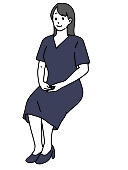座る女性 女性,座位,座る,姿勢,リラックス,vネック,ワンピース,洋服,ハイヒール,若いのイラスト素材