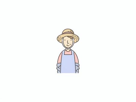 正面の農夫のおばあさん 正面,通常,普通,カラー,おばあさん,農家,農業,麦わら帽子,農作業,畑仕事のイラスト素材