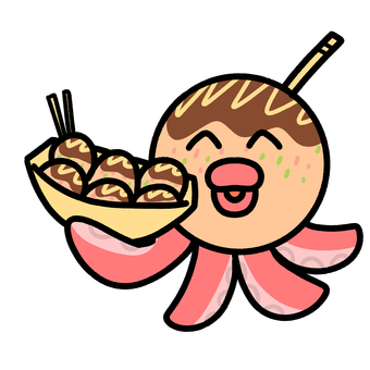 たこ焼きのキャラクター たこ焼き,タコ,粉もの,つまようじ,キャラクターのイラスト素材