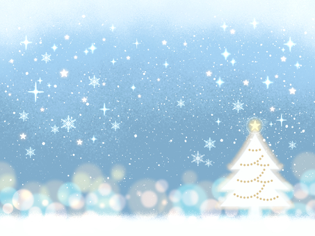 おとぎの森・聖夜のクリスマスツリー【3】 クリスマス,クリスマスツリー,冬,聖夜,雪,11月,12月,キラキラ,雪の結晶,メルヘンのイラスト素材
