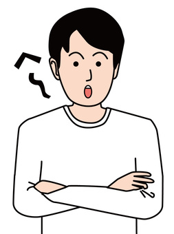 関心男性 関心,話し,聞く,興味,腕,組む,若い,男性のイラスト素材