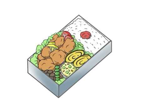 手作りで作った美味しそうなお弁当 お弁当,ごはん,弁当箱,卵焼き,唐揚げ,野菜,昼食,美味しそう,手作り,自炊のイラスト素材