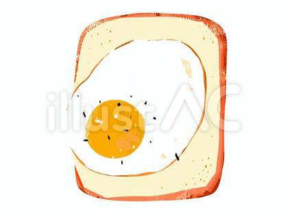 手描きの目玉焼きがのった食パン