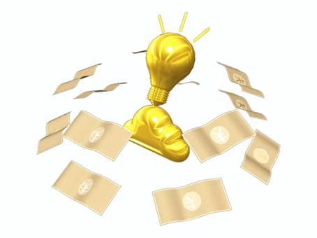 クラウドファンディング　イメージ クラウドファンディング,資金,調達,クラファン,寄付,紙幣,電球,ひらめき,アイデア,ソーシャルレンディングのイラスト素材