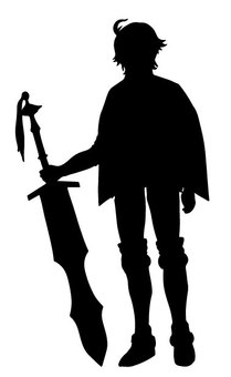 女剣士シルエット 女剣士シルエット 剣士,シルエット,戦士,剣,女,かっこいい,主人公のイラスト素材