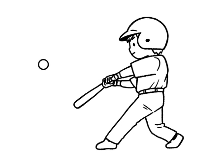 野球男子＊バッター１＊線画１ 人物,全身,野球,男子,選手,顔,ユニフォーム,ヘルメット,バッター,バットのイラスト素材