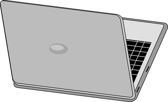 ノートパソコン　 ノート,パソコン,キーボード,薄型,後ろ,線画,グレーのイラスト素材