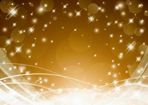 幻想的なゴールドの光の曲線の背景素材 光,玉ボケ,曲線,星,ライン,ゴールド,背景のイラスト素材
