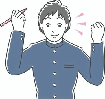 Male student doing a guts pose 2, , JPG, PNG and AI